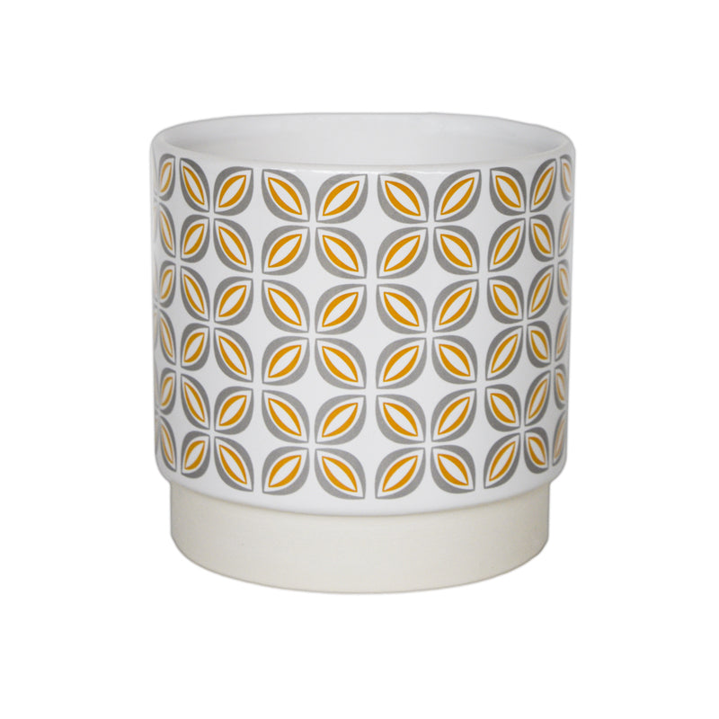 Retro Geometric Pot - Mustard