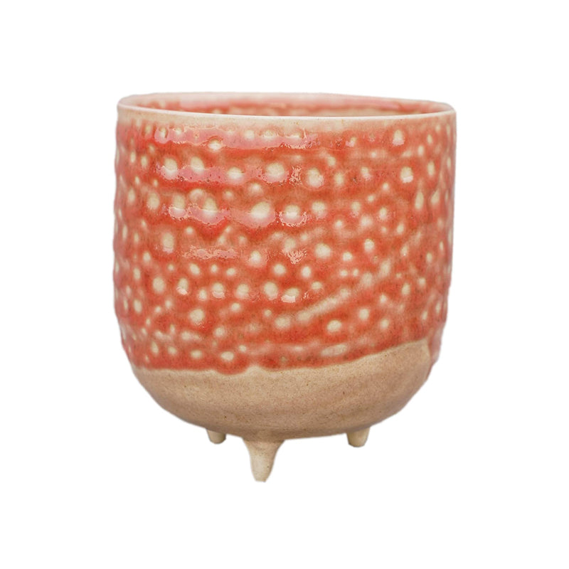Titan Glaze Pot With Feet - Orange