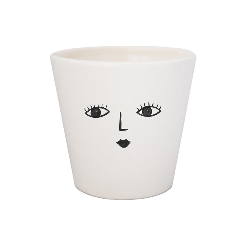 Wakey Face Pot - White