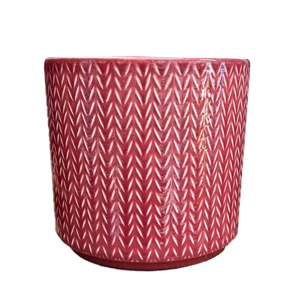 Chevron Ruby Red Ceramic Plant Pot