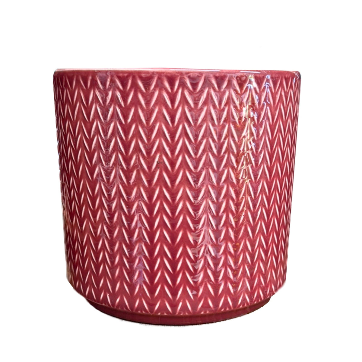 Chevron Ruby Red Ceramic Plant Pot