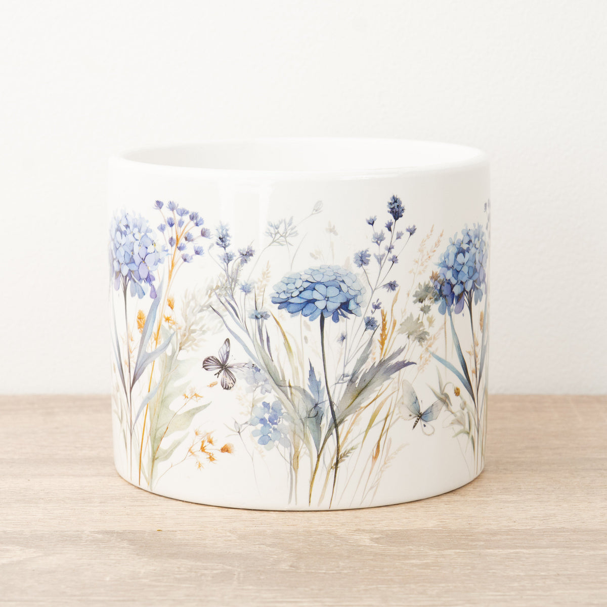 Floral Fiori Ceramic Plant Pot - Blue Hydrangea
