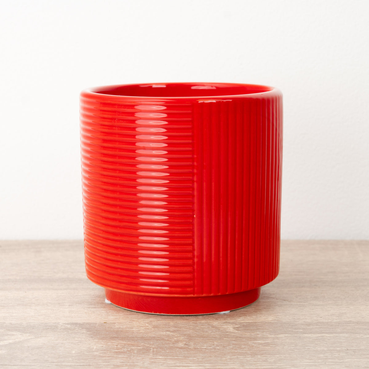Grooves Ceramic Plant Pot - Red