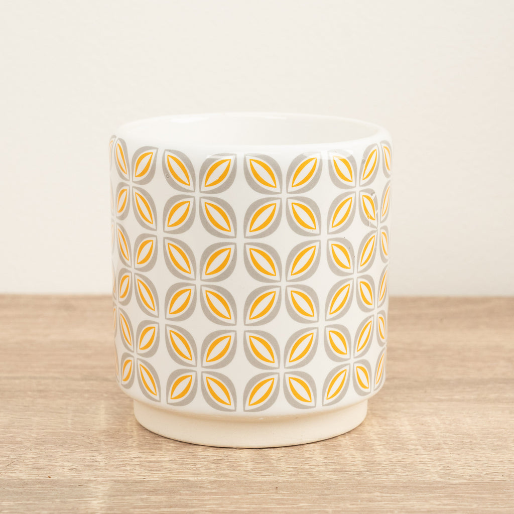 Retro Geometric Pot - Mustard