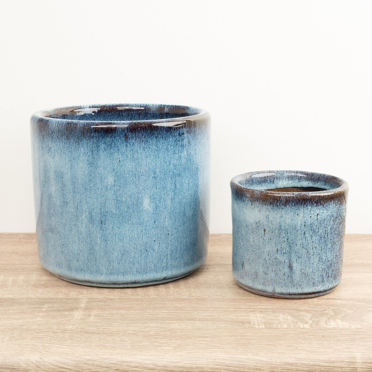 Javea Ceramic Plant Pot - Glazed Blue