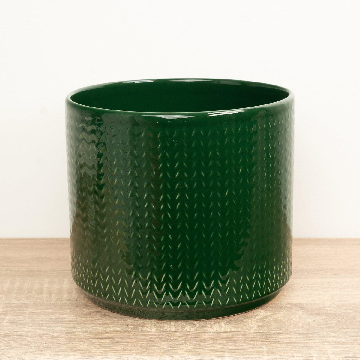 Chevron Ceramic Plant Pot - Emerald Green
