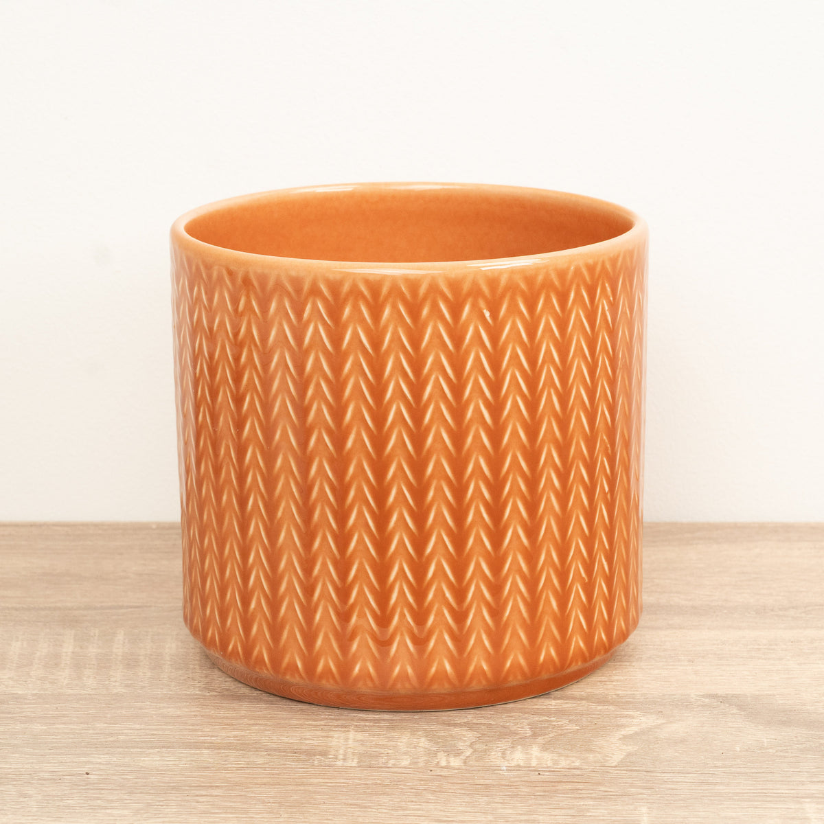 Chevron Ceramic Plant Pot - Sienna