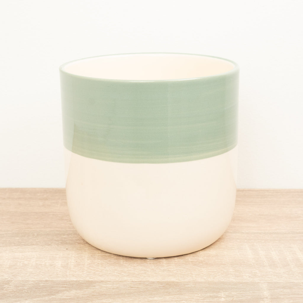 Metia Ceramic Plant Pot - Minimal Green