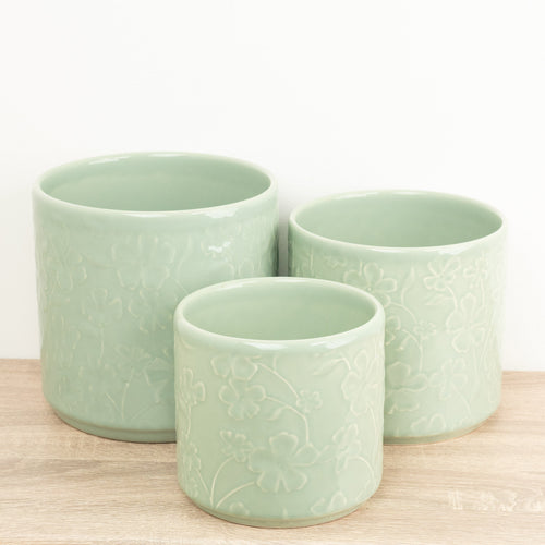 Betsy Floral Pot - Mint