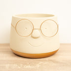 Happy Plant Pot with Glasses - Gold