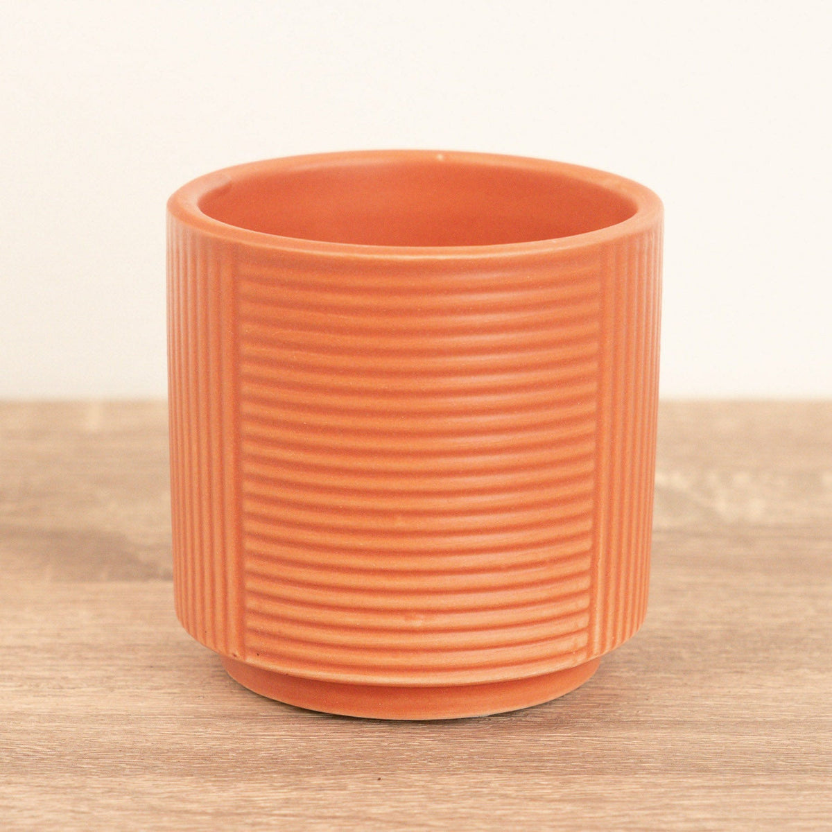 Grooves Ceramic Plant Pot - Tangerine