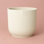 Linen White Vibes Fold Pot with a wavy, ribbed surface