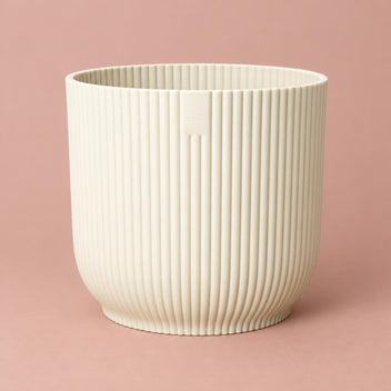 Linen White Vibes Fold Pot with a wavy, ribbed surface