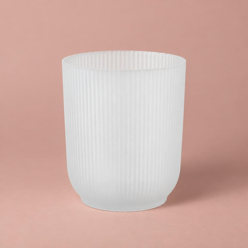 Transparent Vibes Fold Orchid Pot with a tall shape and ribbed finish