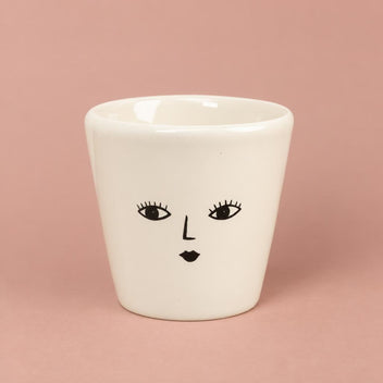 Wakey Face plant pot in white