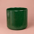 Chevron plant pot in emerald green