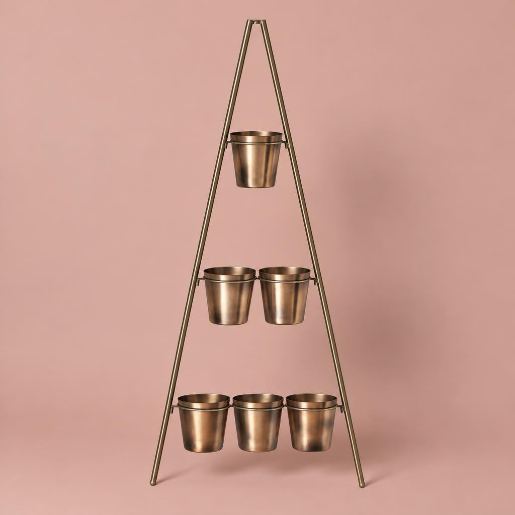 Modern Vertical Plant Stand in Gold Bronze