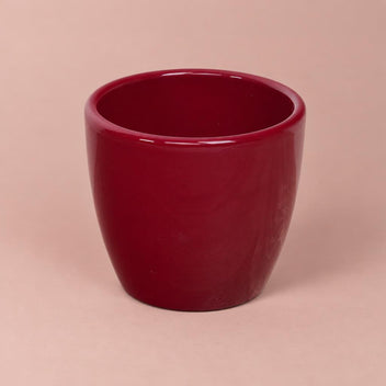 Simplicity ceramic plant pot in Gloss Red Wine