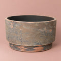Romy brown bowl-shaped plant pot with a low, wide profile