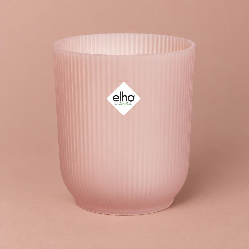 Frosted Pink Vibes Fold Orchid Pot with a tall shape and ribbed finish