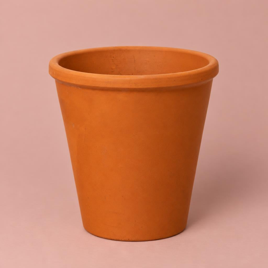 Terracotta plant pot in a traditional earthy colour