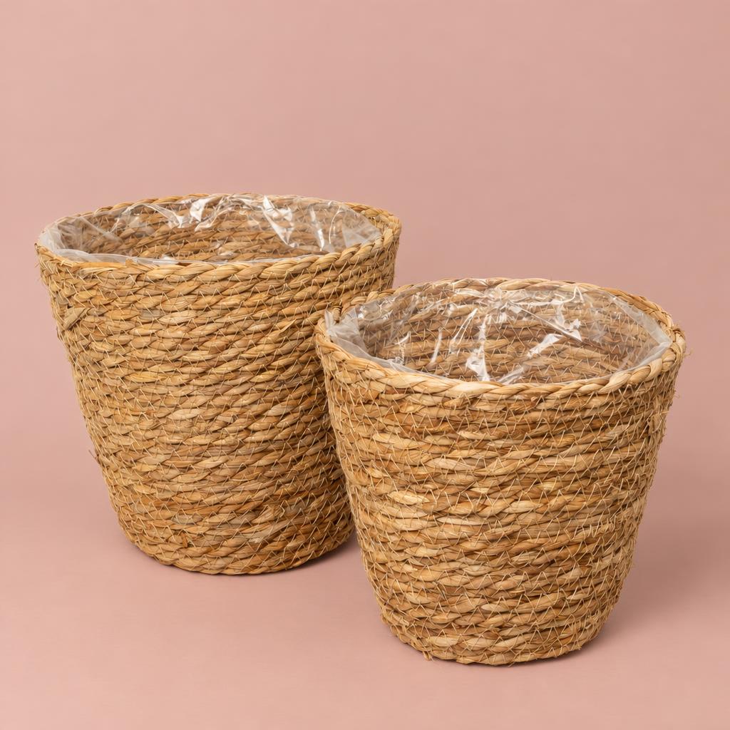 Seagrass Straw plant pot in Natural