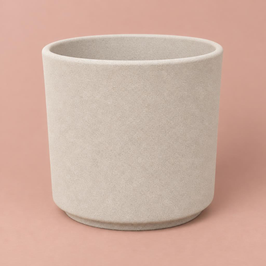 Leon plant pot in Cement Grey with a subtle surface pattern