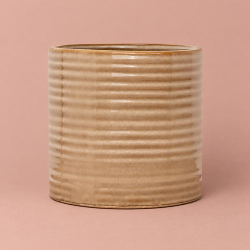 Ivory Avonlea Rippled ceramic pot with raised horizontal ribs