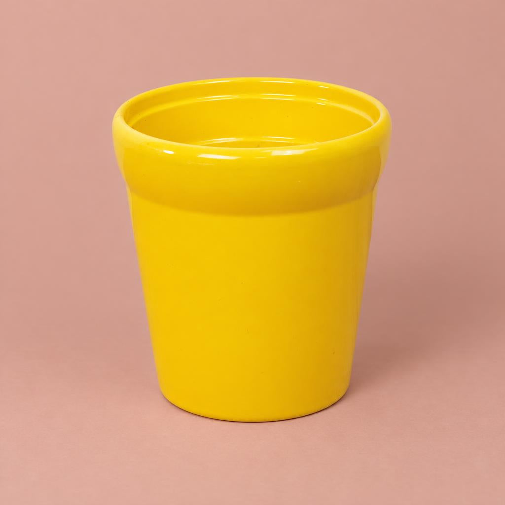Yellow Wide Rim Pot with a minimalist design