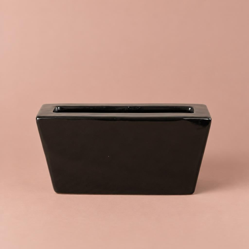 Lucky Bamboo Slim black rectangular ceramic plant pot
