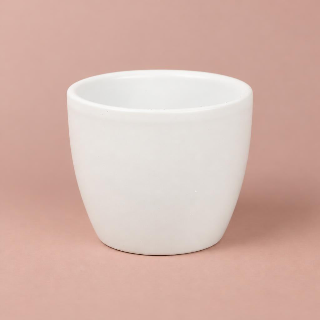 Simplicity ceramic plant pot in satin white