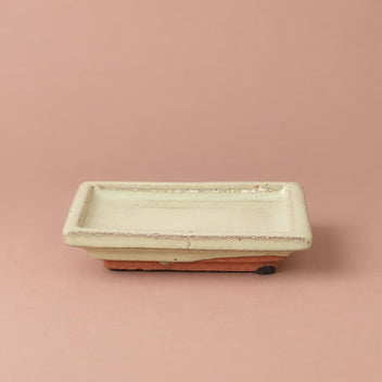Ivory ceramic bonsai saucer
