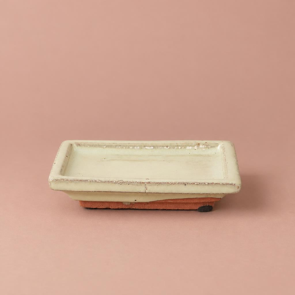 Ivory ceramic bonsai saucer