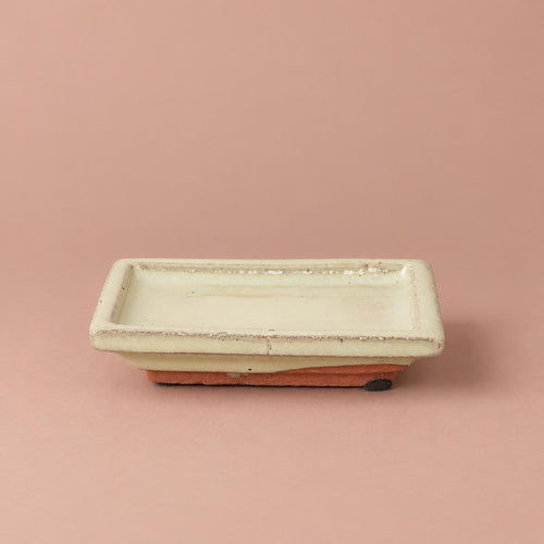 Ivory ceramic bonsai saucer