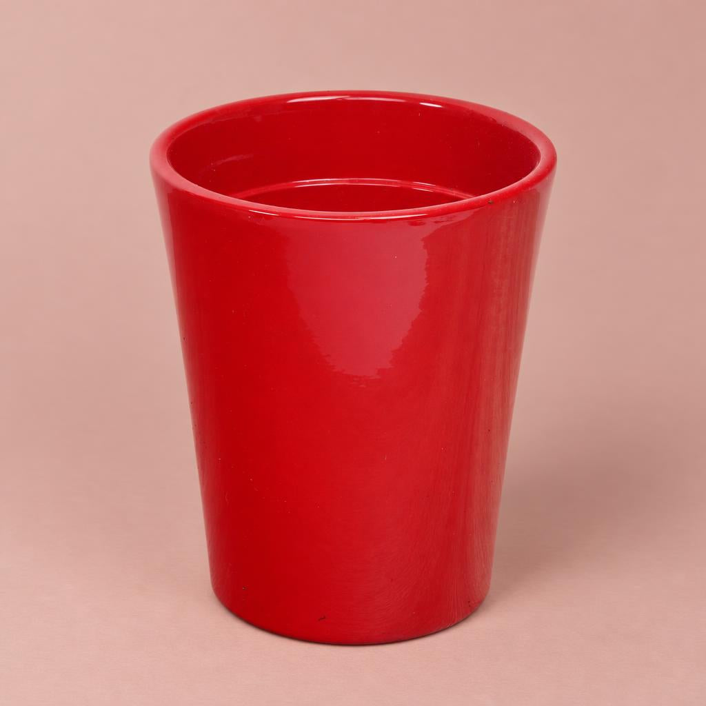 Ollie red ceramic plant pot