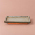 Khaki glazed ceramic bonsai saucer