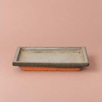 Khaki glazed ceramic bonsai saucer
