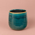 Como turquoise plant pot with cracked earth-inspired pattern