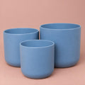 Three Lisbon ceramic plant pots in Powder Blue