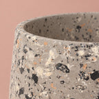 Light grey Alfie Terrazzo pot with a stone-like cement-effect finish
