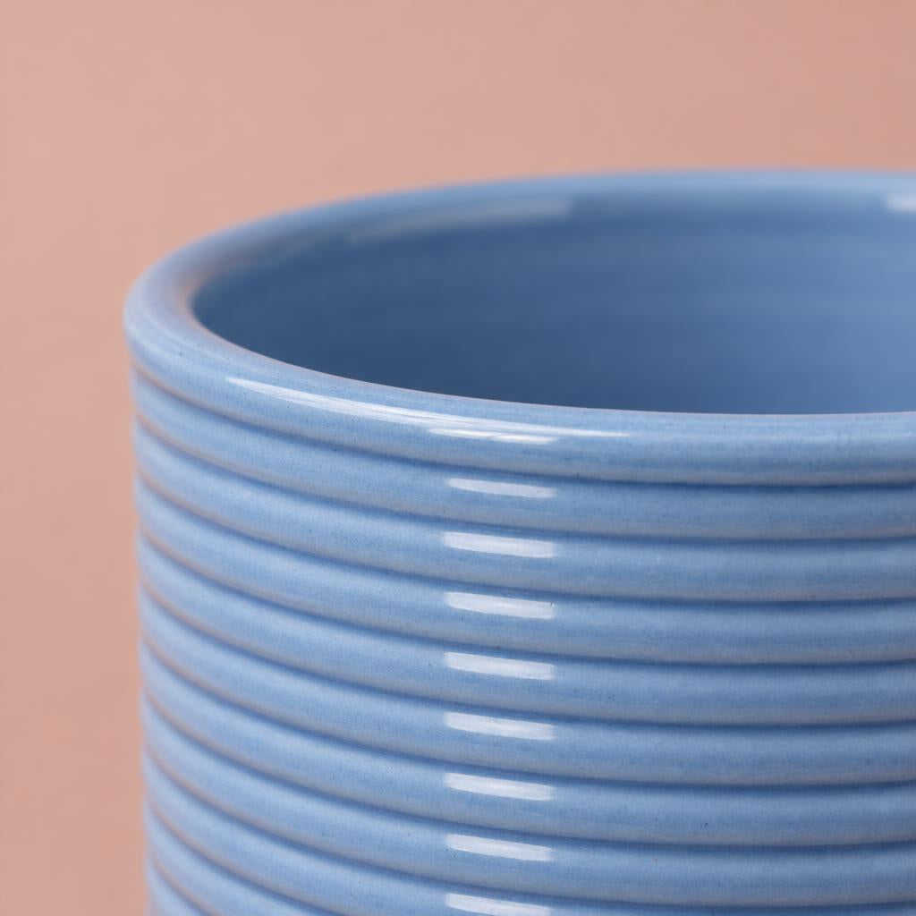 Berlin Ripple Pot Indoor Plant Pot | Blue