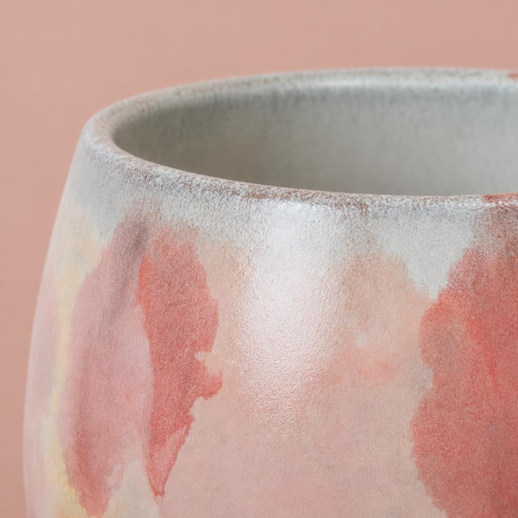 Lola Abstract Watercolour pot with blush pink, rose and neutral colour washes