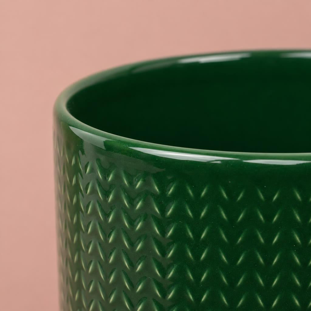 Chevron Indoor Plant Pot | Emerald Green