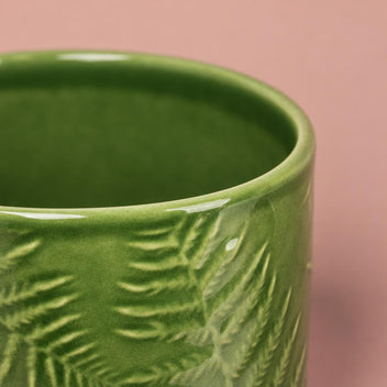 Orla Fern plant pot in green with fern detailing