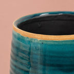 Como plant pot in turquoise with decorative cracked pattern
