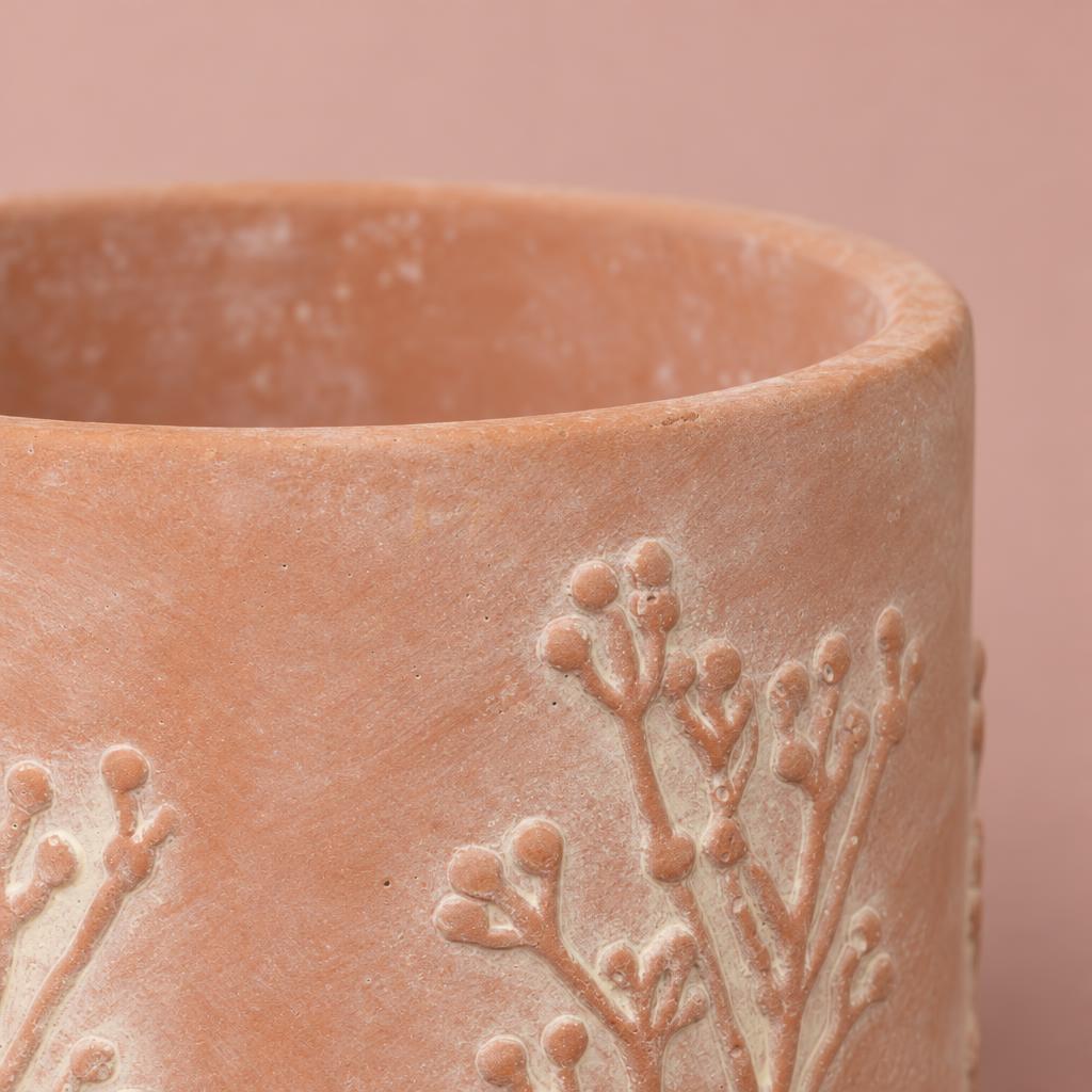 Hallie plant pot with pale white and blush tree decoration