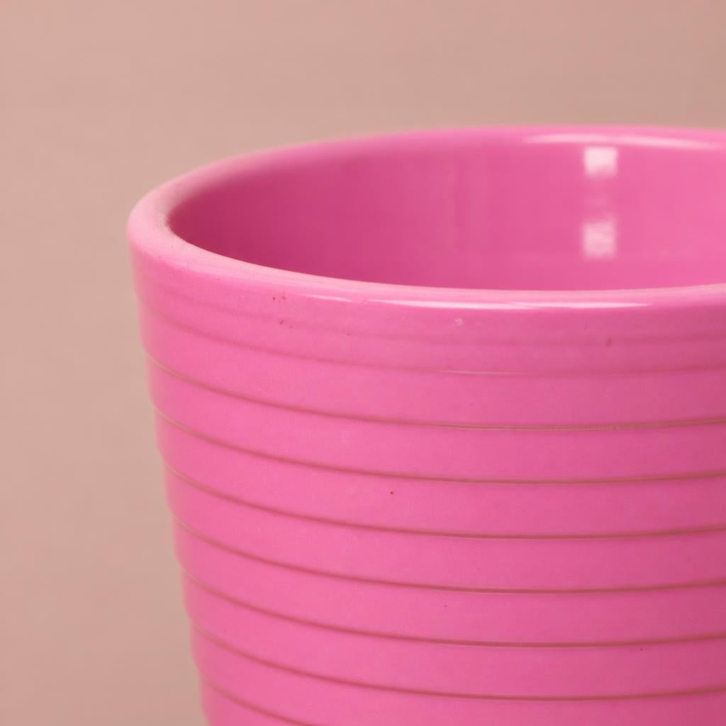 Slimline Ribbed Indoor Plant Pot | Pink