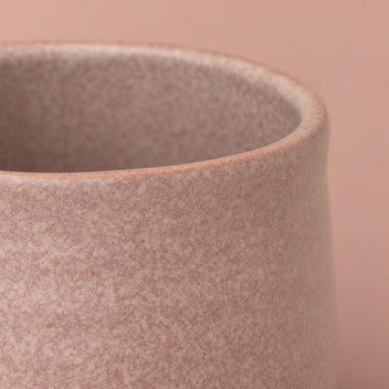 Rounded Celeste pot with a matte pink reactive glaze