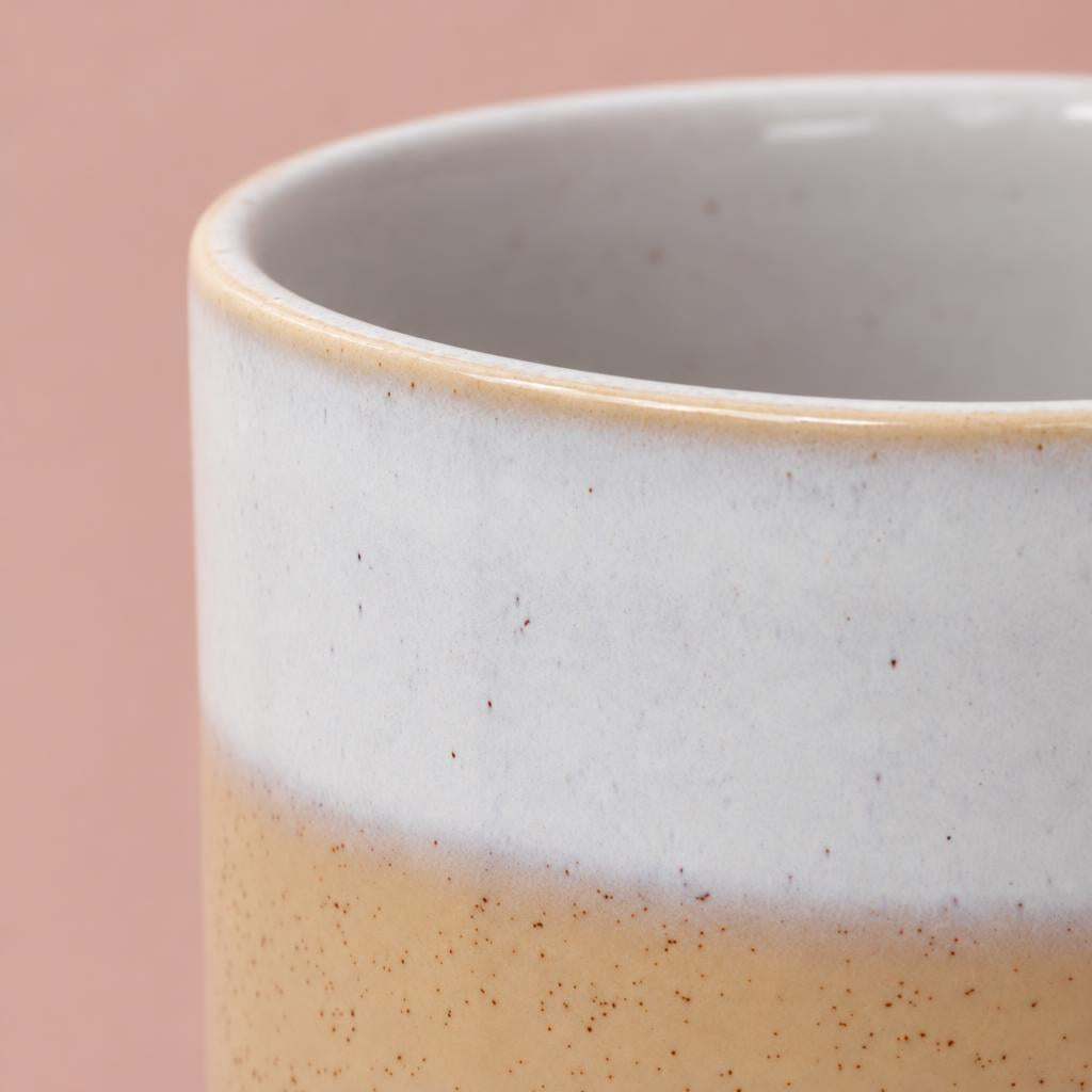 Jodie rounded two-tone plant pot with a reactive glaze finish