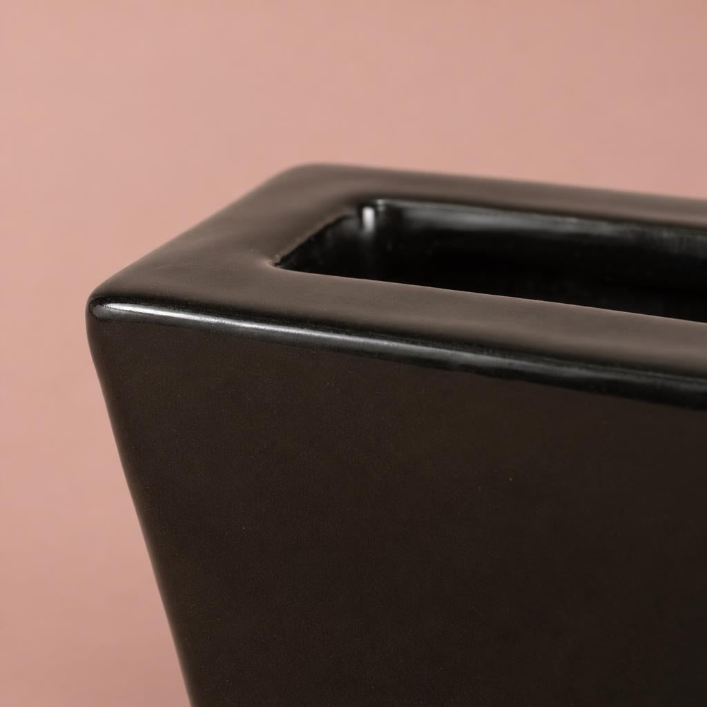 Ceramic Slim Indoor Plant Pot | Black